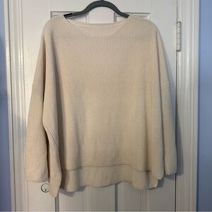 Gentryportofino Italy Silk Cotton Ribbed Knit V-Neck Sweater Latte Beige US 6